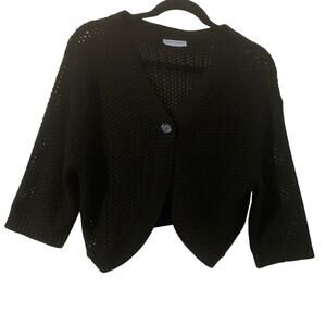 Wet Paint open knit cardigan black cropped 3/4 sleeve
